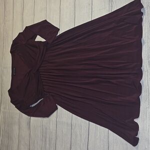 Jones New York 3/4 Sleeves Twist Front Draped Dress Burgundy Size 12 NWOT